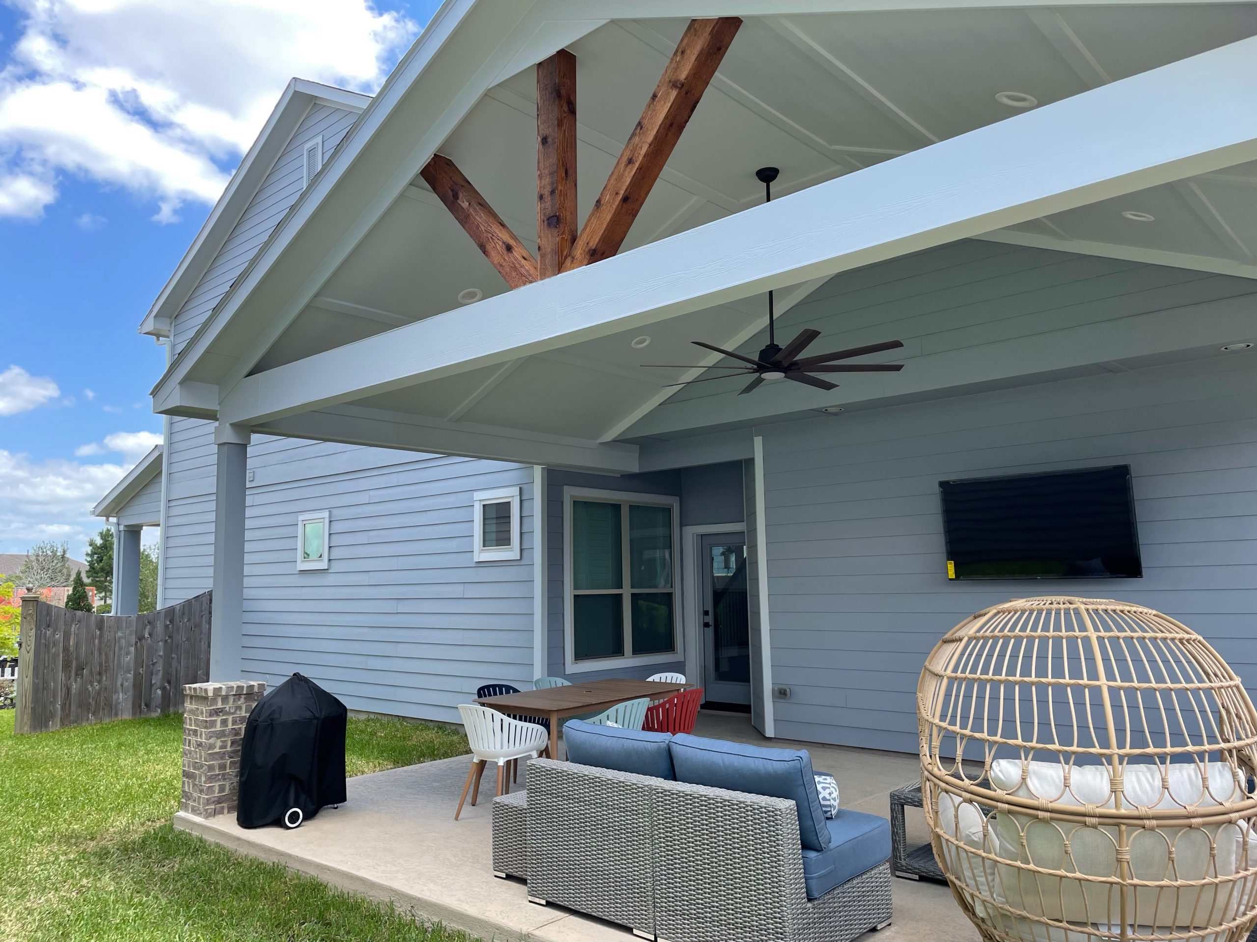 Completed patio and outdoor living project near Bridgeland, TX by Texas Patio Pros